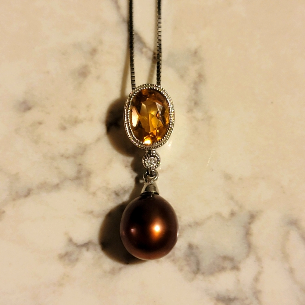 Citrine Pearl Necklace